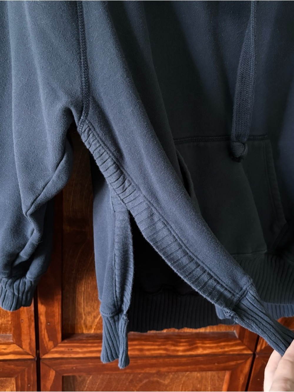 American Eagle Side Slit Hoodie Scuba Style Women's Size S Black - Picture 3 of 8